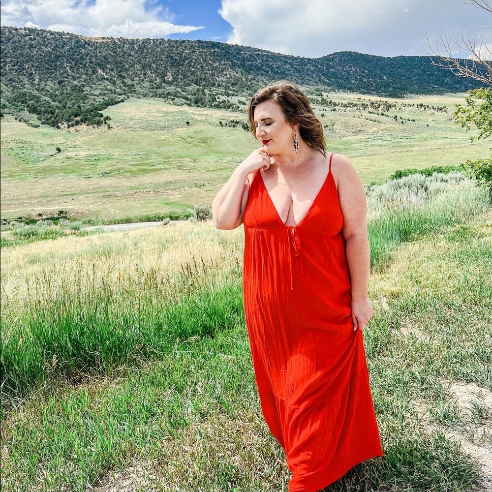 Red maxi dress
